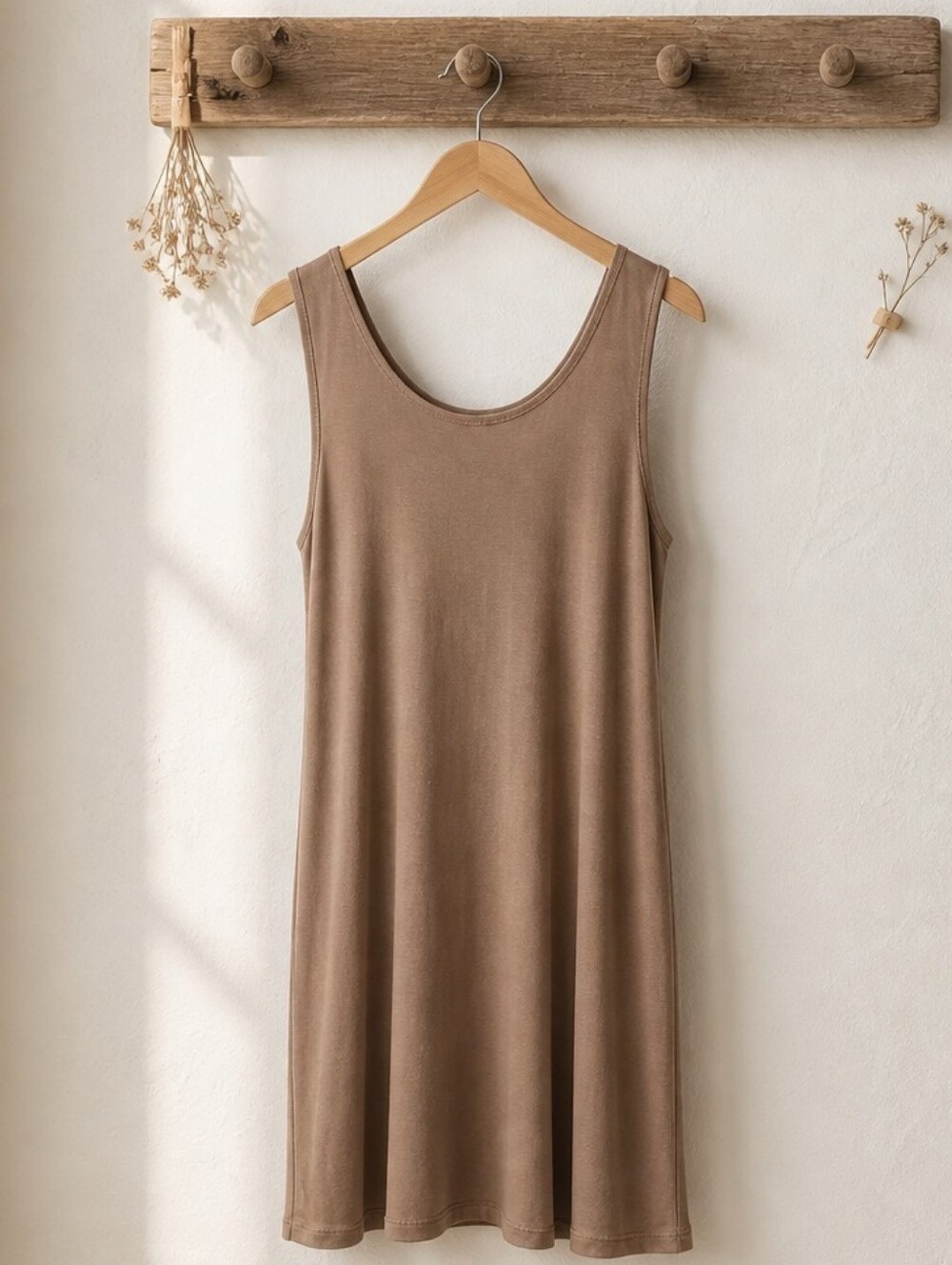 Sarah Pacini Women's Tank Tunic Dress Size XL Scoop Neck Modal Spandex Brown